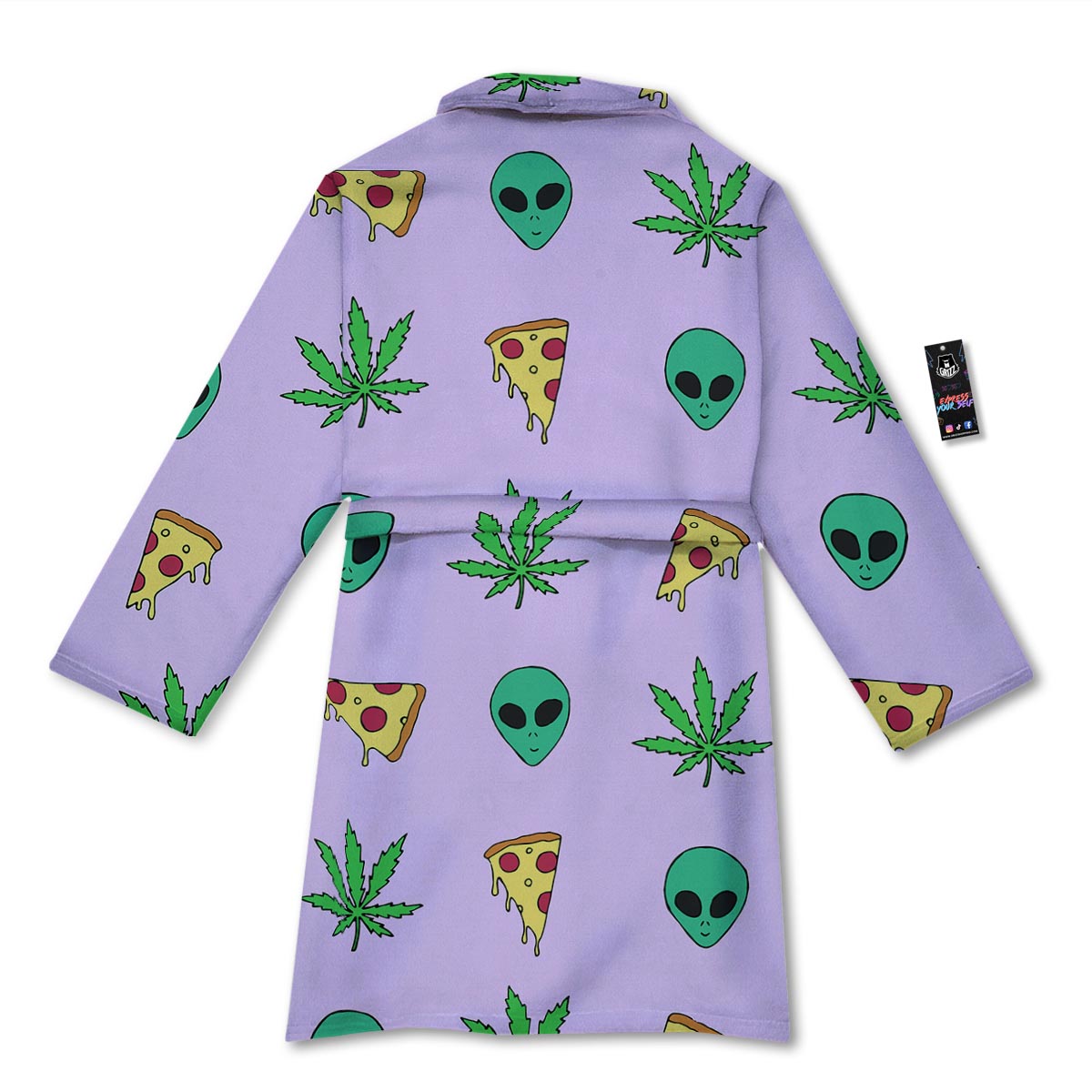 Ufo Pizza Trippy Print Pattern Bathrobe-grizzshop
