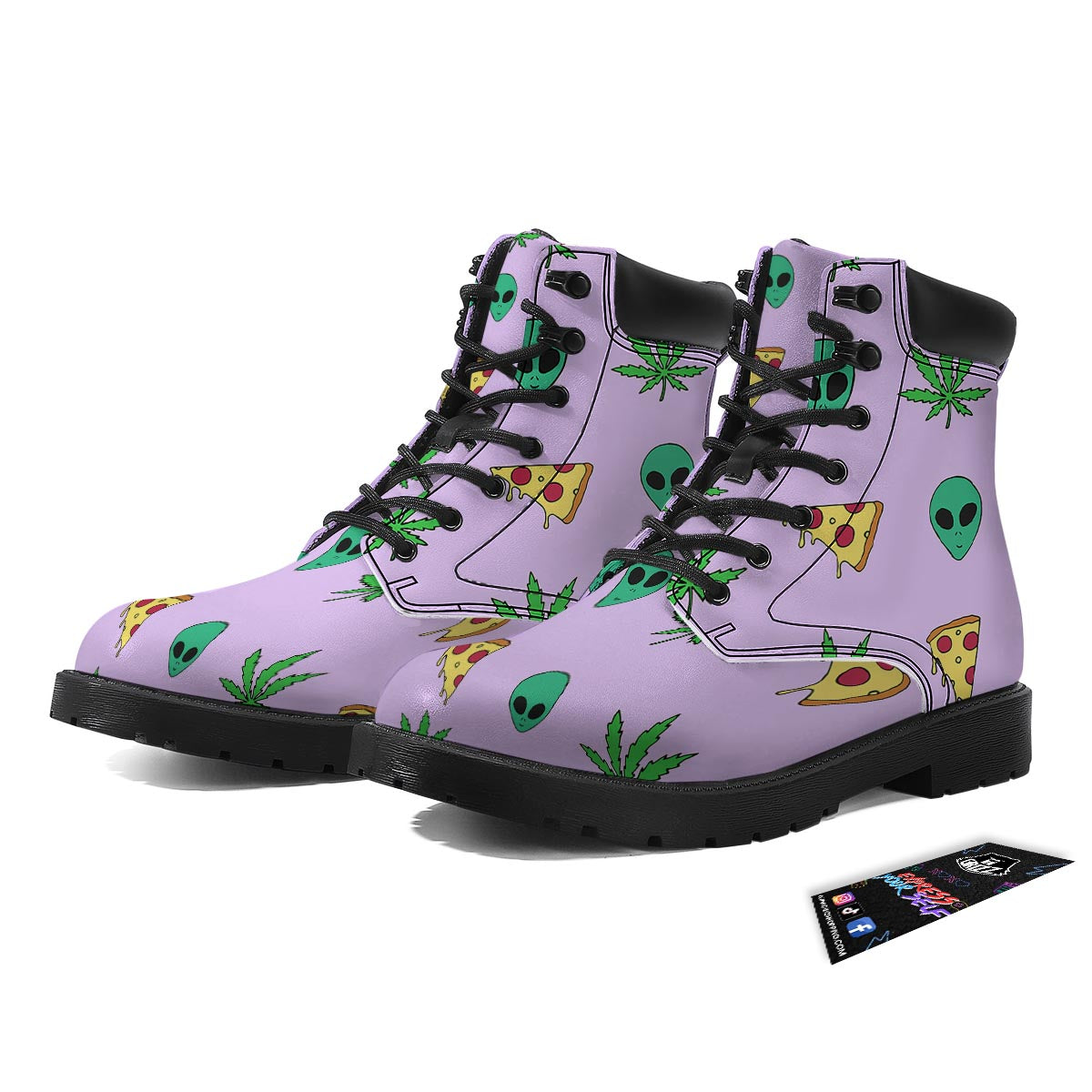 Ufo Pizza Trippy Print Pattern Boots-grizzshop