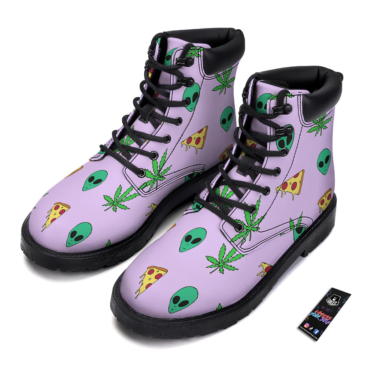 Ufo Pizza Trippy Print Pattern Boots-grizzshop