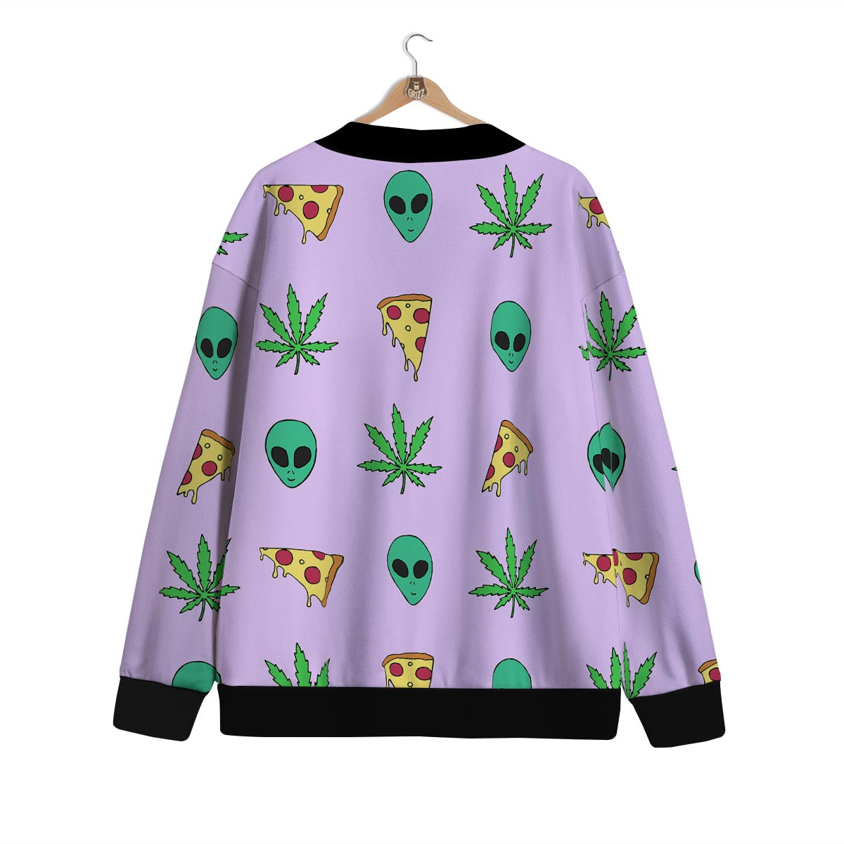 Ufo Pizza Trippy Print Pattern Cardigan-grizzshop