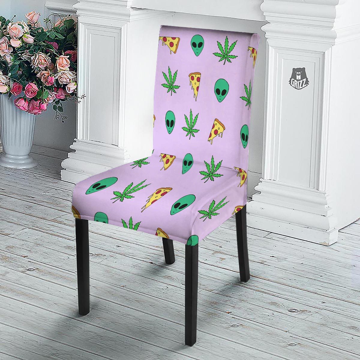 Ufo Pizza Trippy Print Pattern Dining Chair Slipcover-grizzshop