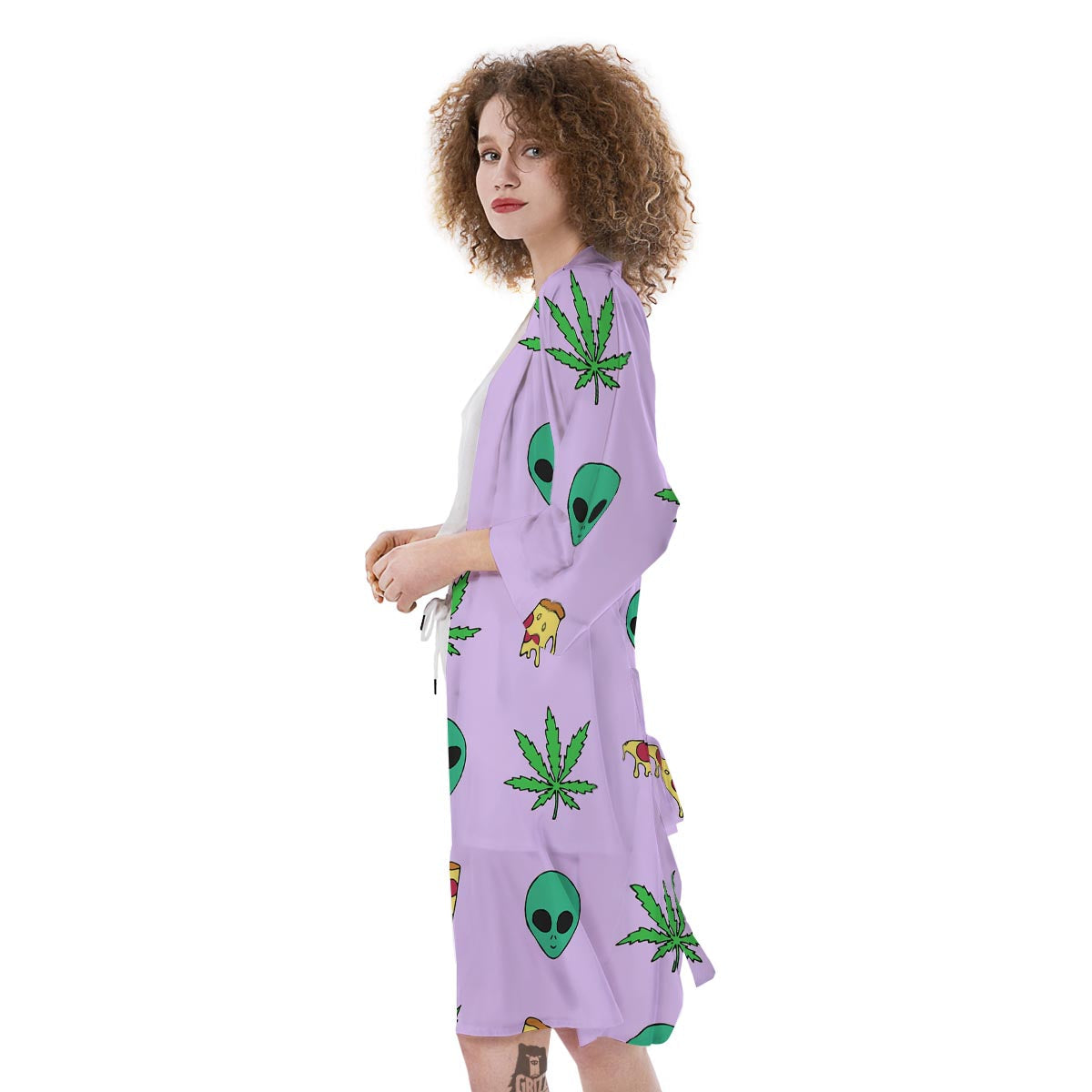 Ufo Pizza Trippy Print Pattern Kimono-grizzshop