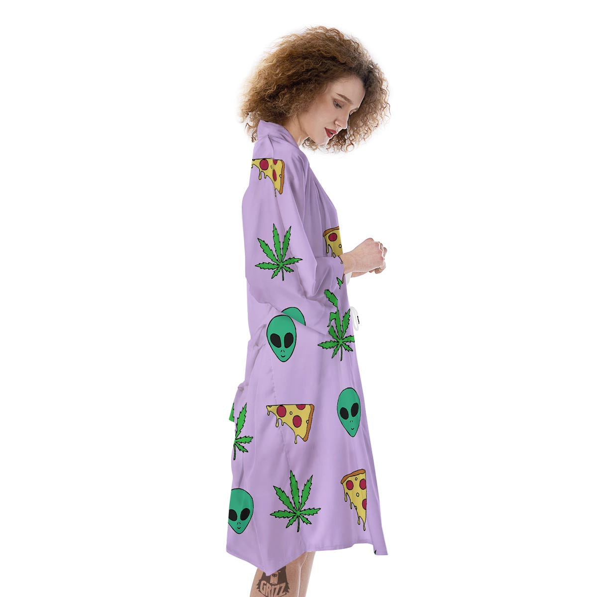 Ufo Pizza Trippy Print Pattern Kimono-grizzshop