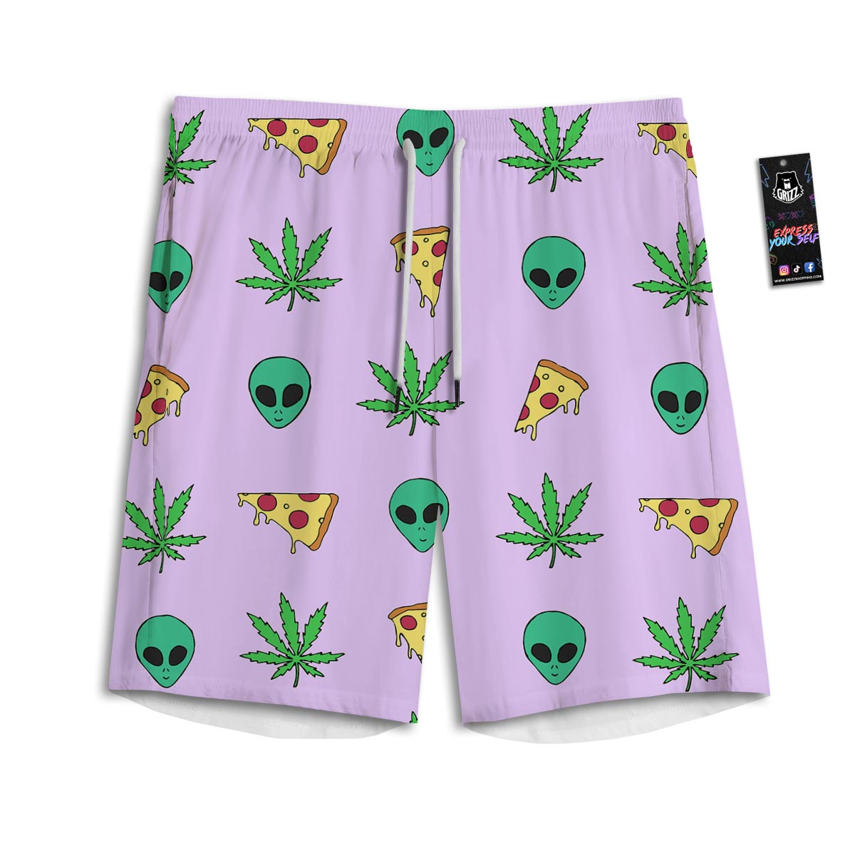 Ufo Pizza Trippy Print Pattern Men's Athletic Shorts