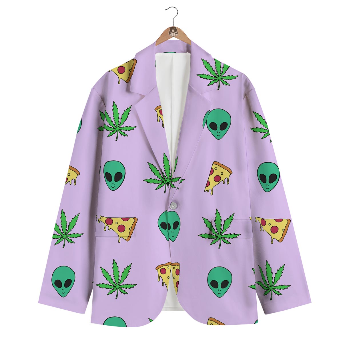 Ufo Pizza Trippy Print Pattern Men's Blazer-grizzshop