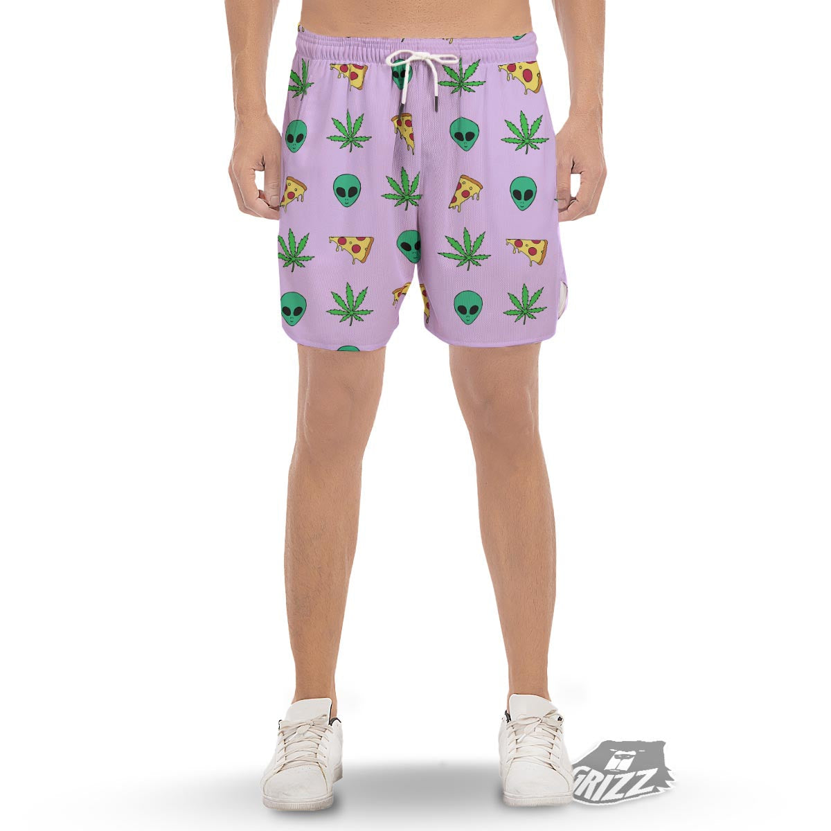 Ufo Pizza Trippy Print Pattern Men's Gym Shorts-grizzshop