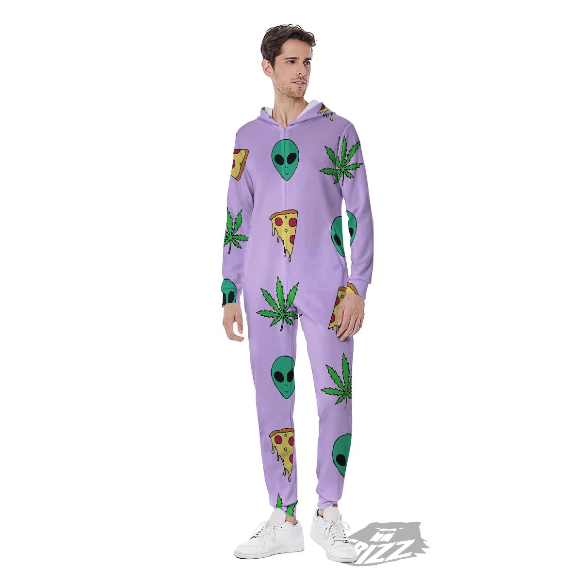 Ufo Pizza Trippy Print Pattern Men's Jumpsuit-grizzshop