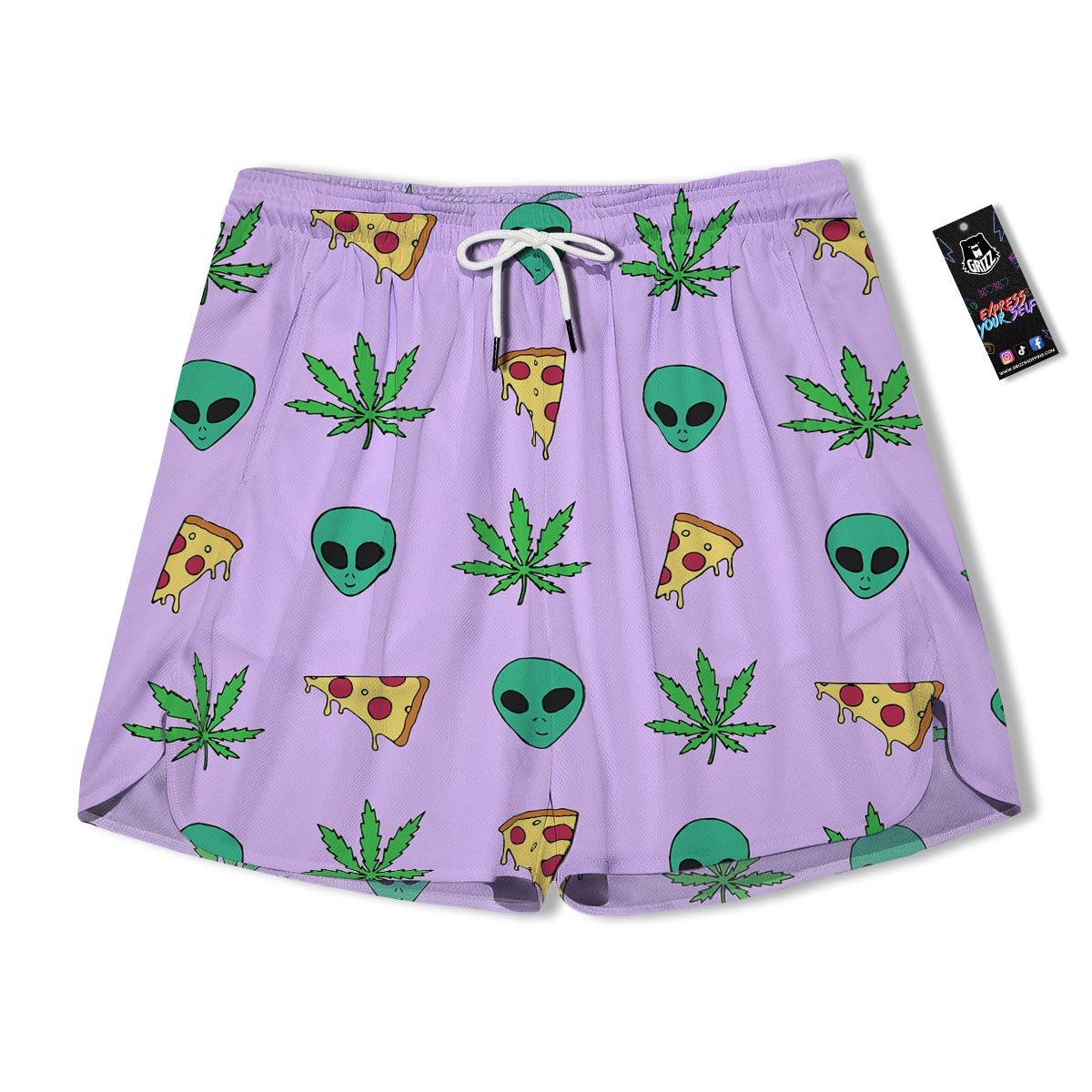 Ufo Pizza Trippy Print Pattern Men's Running Shorts-grizzshop