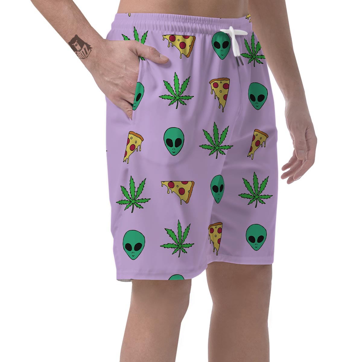 Ufo Pizza Trippy Print Pattern Men's Shorts-grizzshop