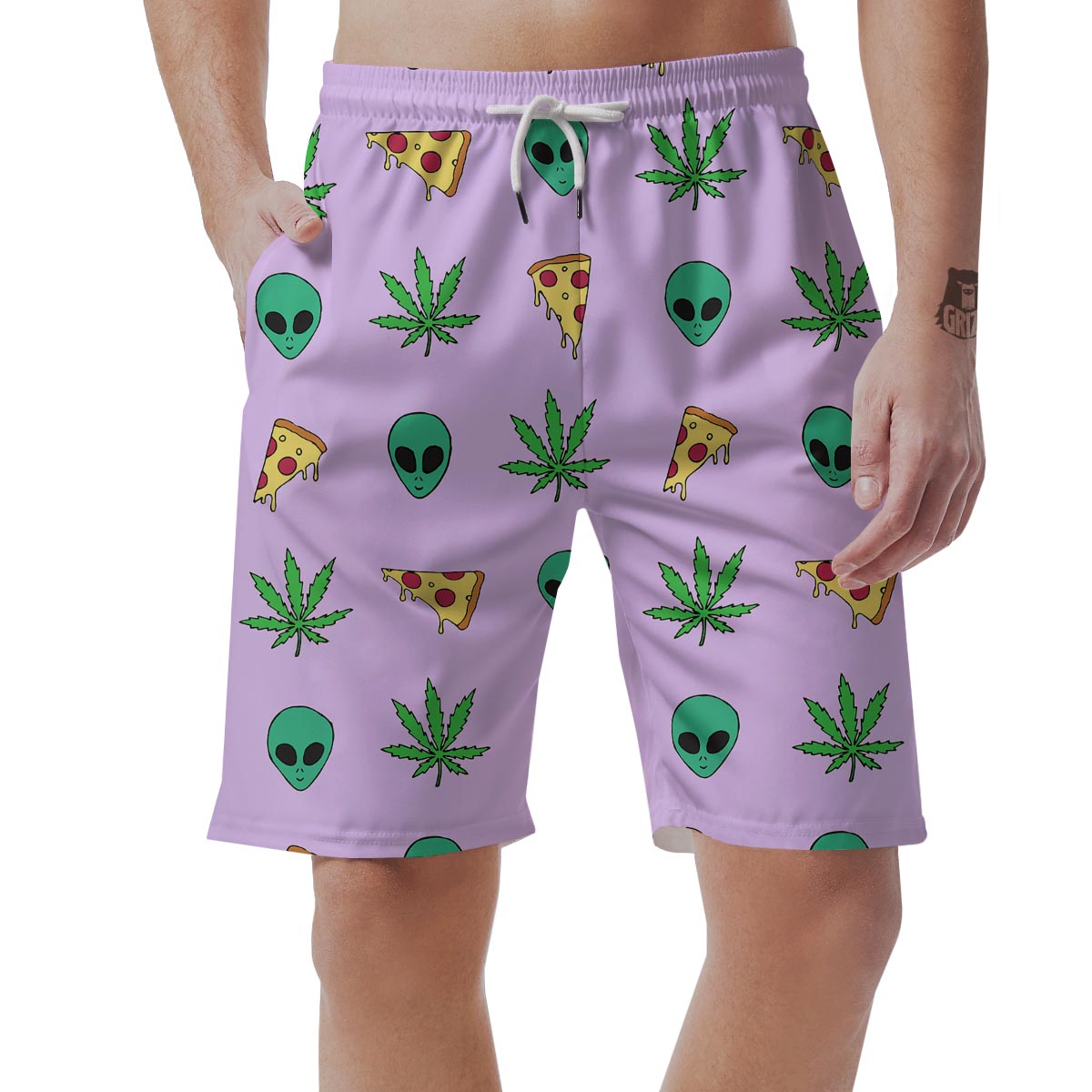 Ufo Pizza Trippy Print Pattern Men's Shorts-grizzshop
