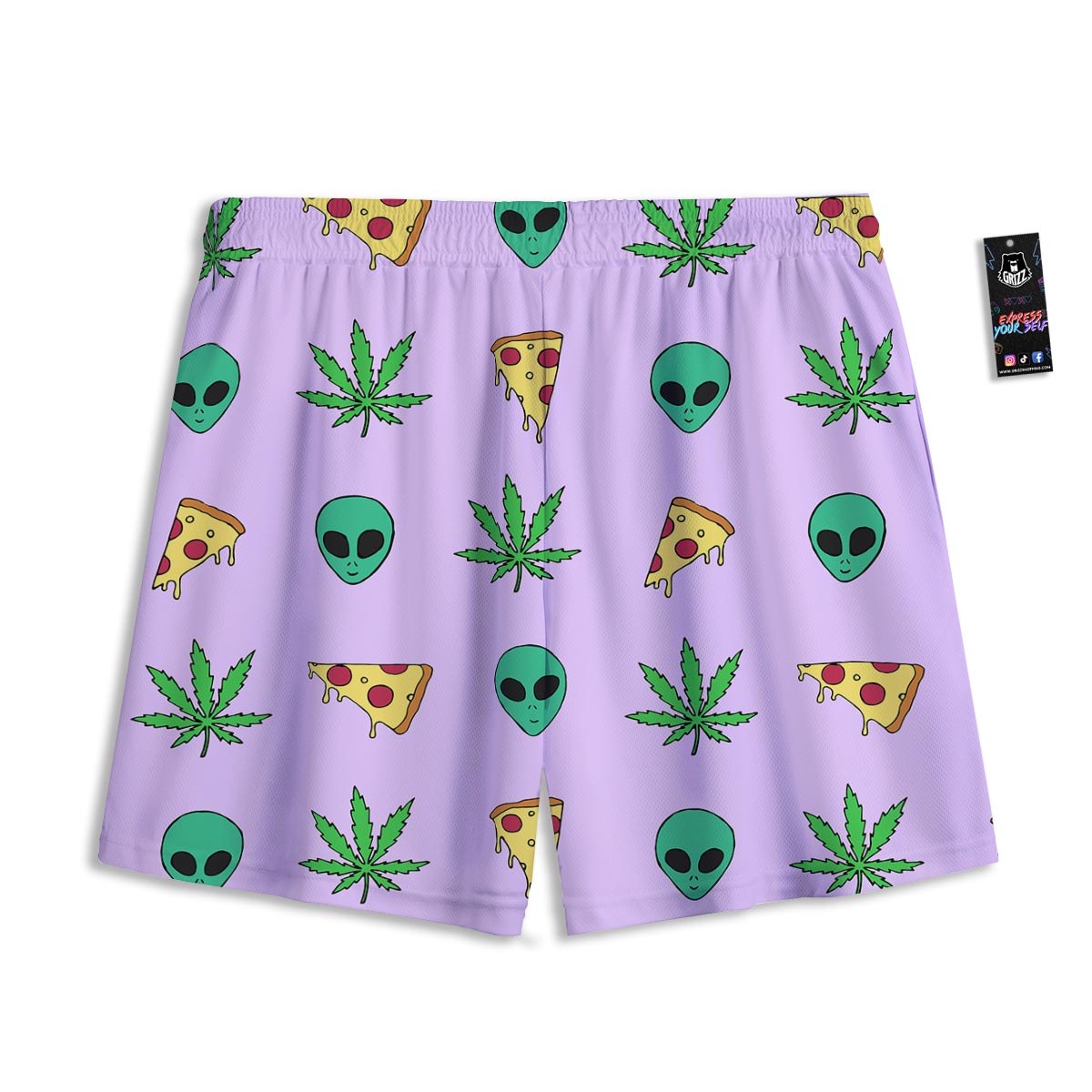 Ufo Pizza Trippy Print Pattern Mesh Shorts