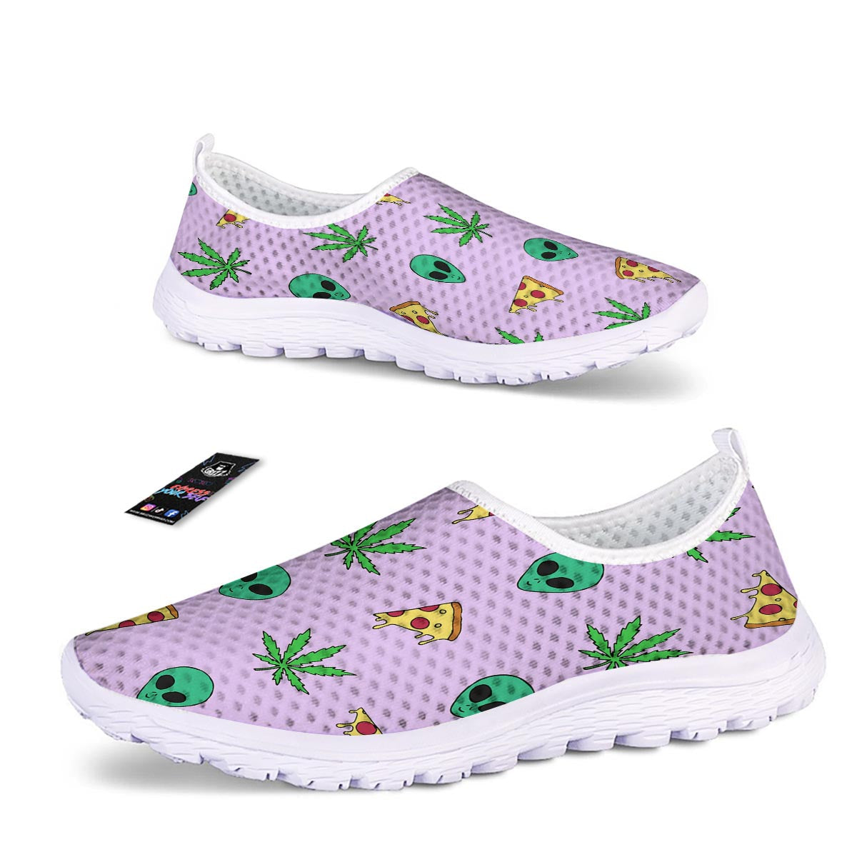 Ufo Pizza Trippy Print Pattern Nurse Shoes-grizzshop