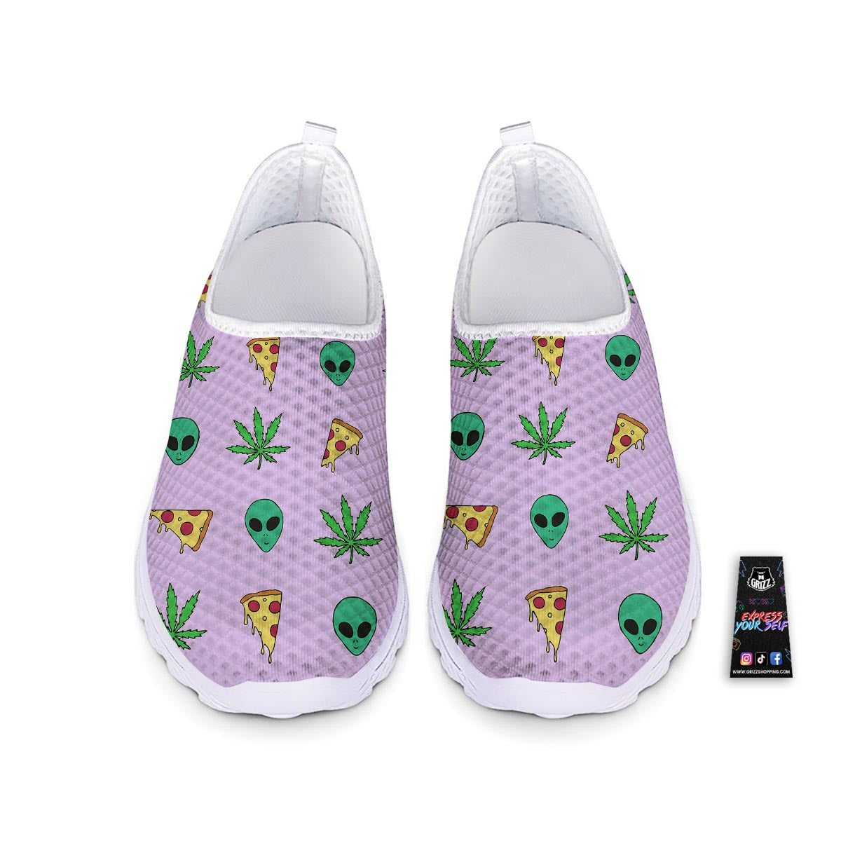 Ufo Pizza Trippy Print Pattern Nurse Shoes-grizzshop