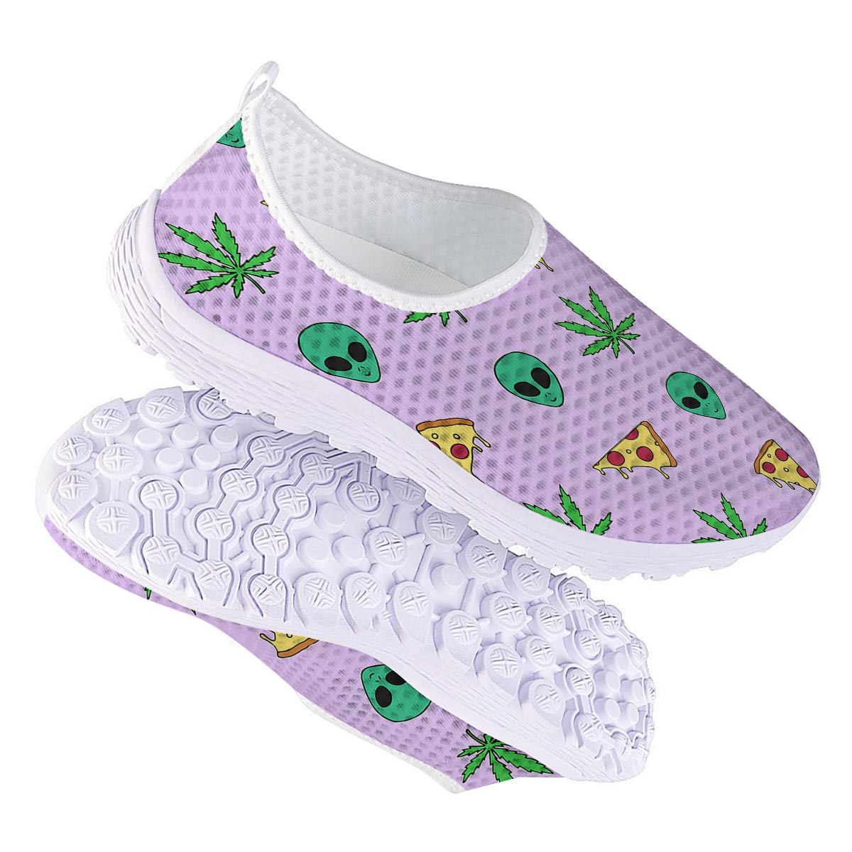 Ufo Pizza Trippy Print Pattern Nurse Shoes-grizzshop
