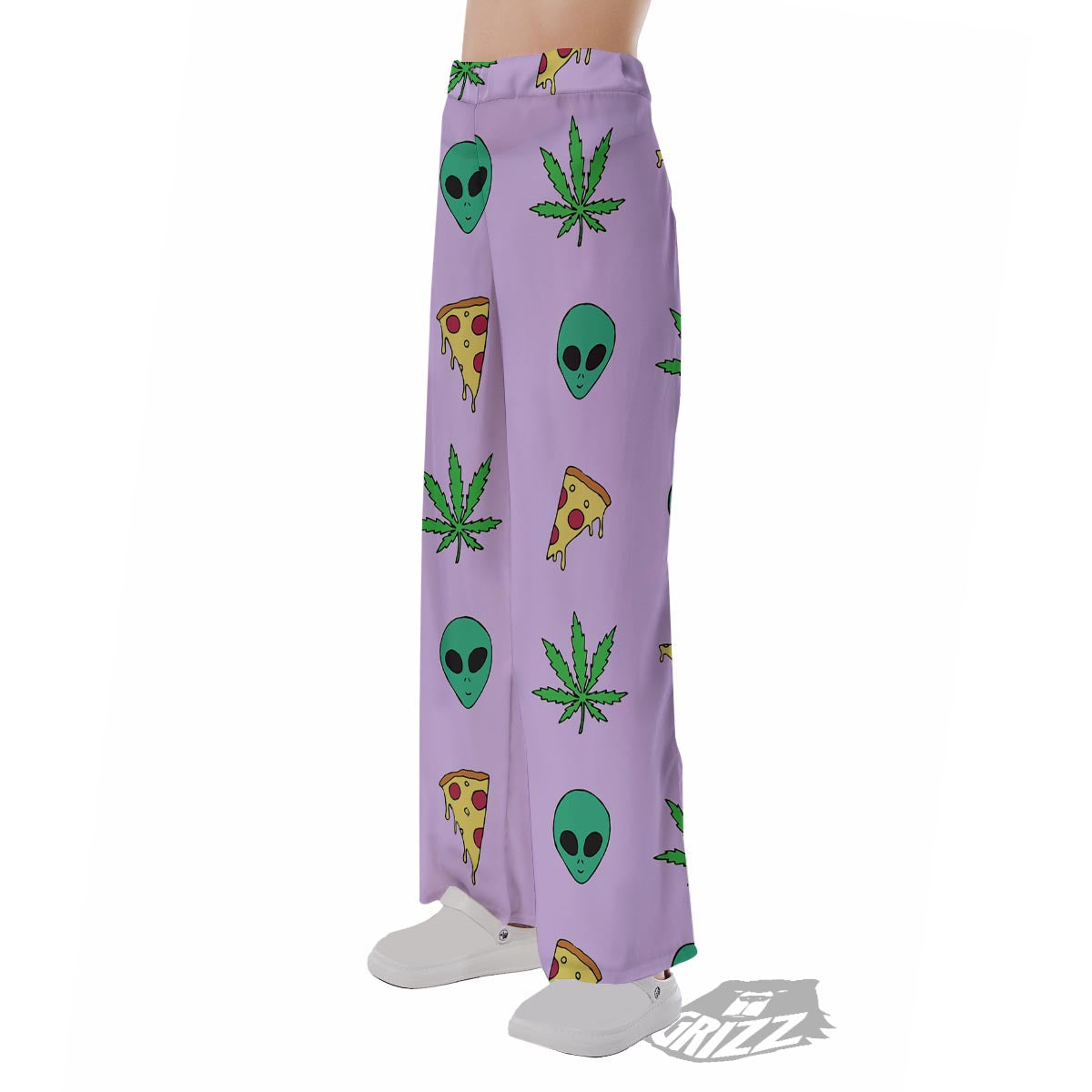 Ufo Pizza Trippy Print Pattern Pajama Pants-grizzshop