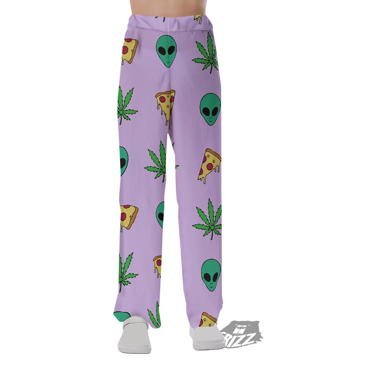Ufo Pizza Trippy Print Pattern Pajama Pants-grizzshop