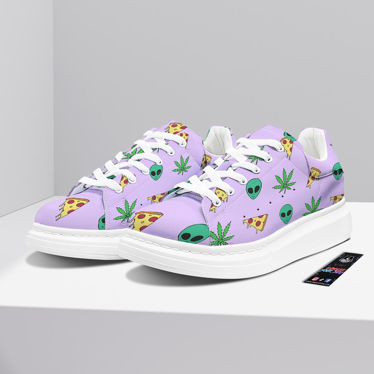 Ufo Pizza Trippy Print Pattern Platform Shoes-grizzshop