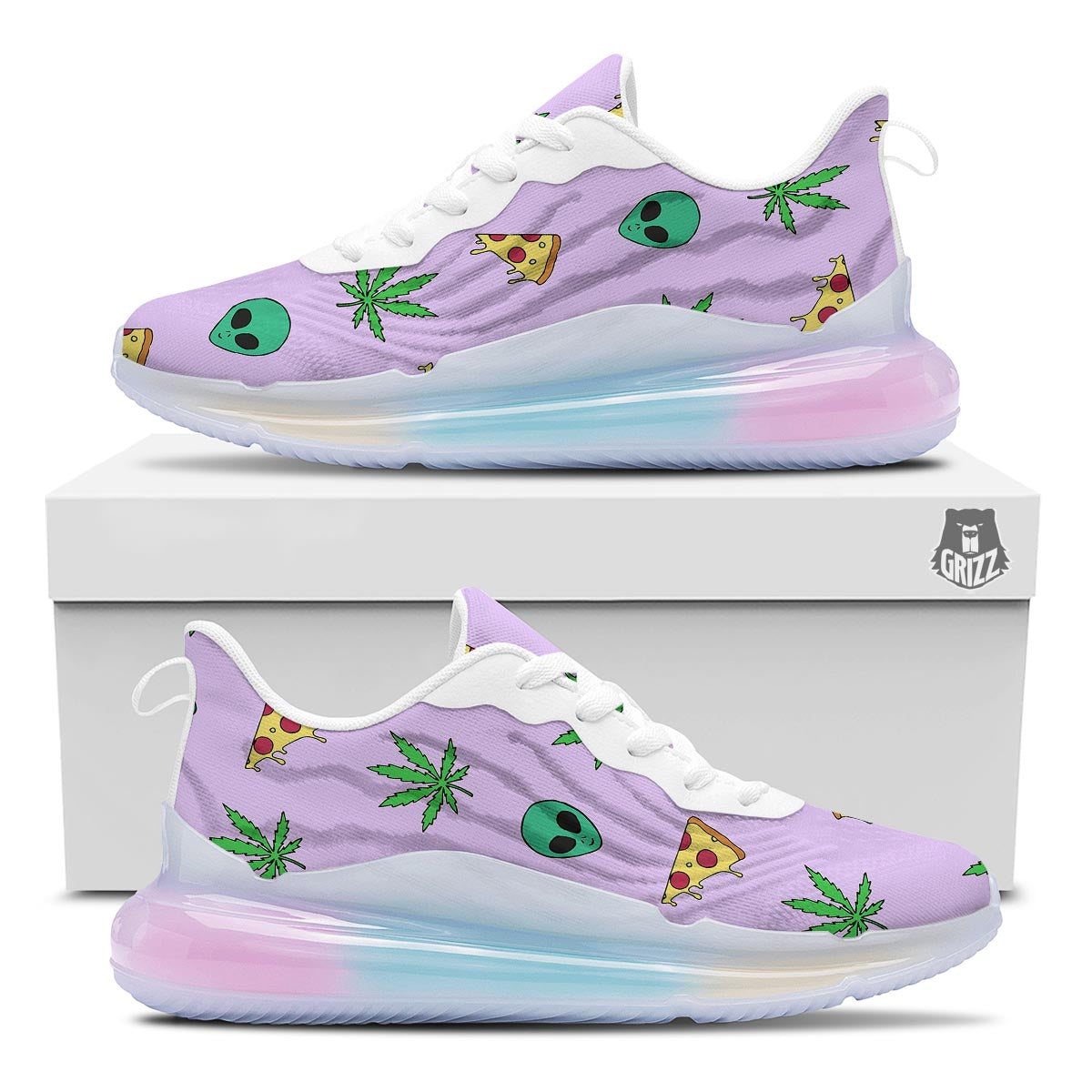 Ufo Pizza Trippy Print Pattern Running Sneakers-grizzshop