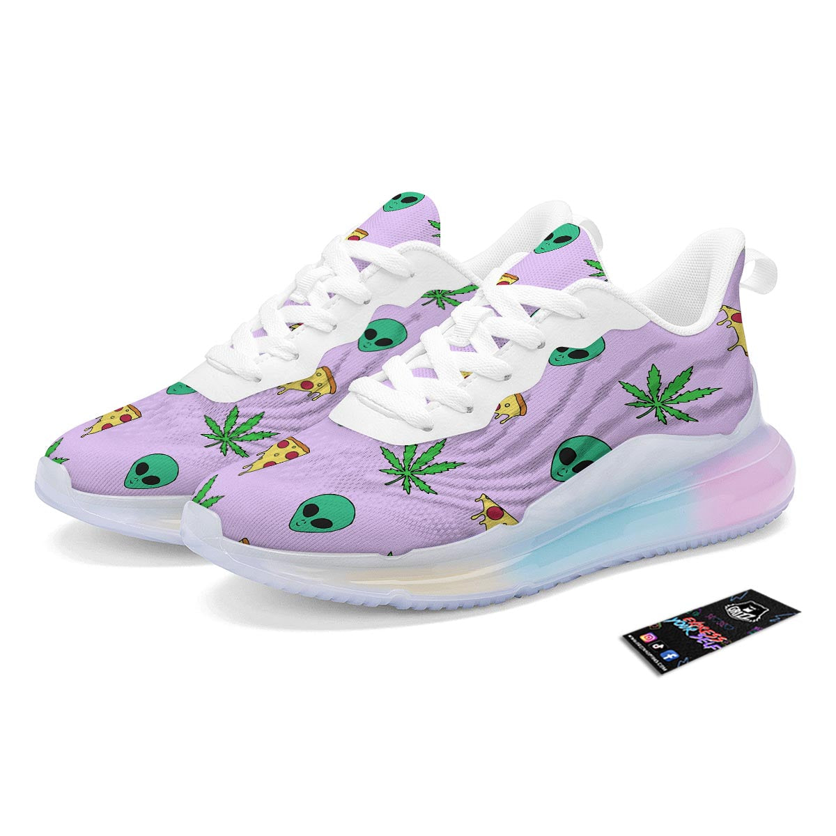 Ufo Pizza Trippy Print Pattern Running Sneakers-grizzshop