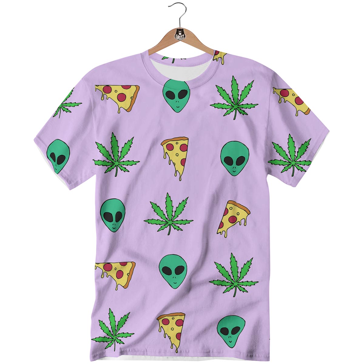 Ufo Pizza Trippy Print Pattern T-Shirt-grizzshop
