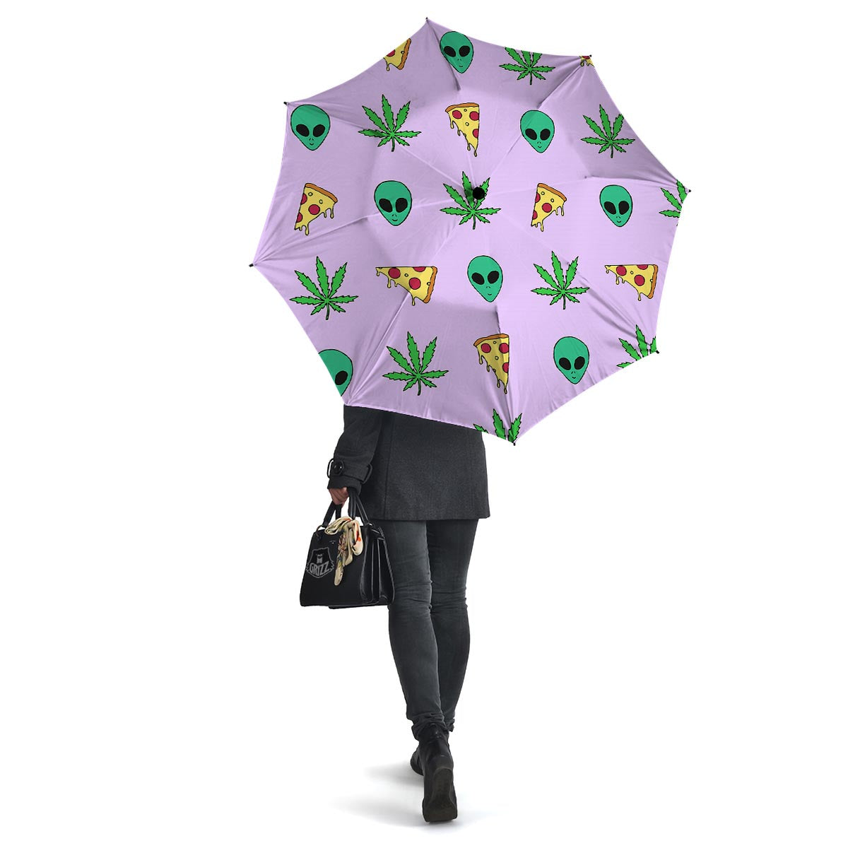 Ufo Pizza Trippy Print Pattern Umbrella-grizzshop