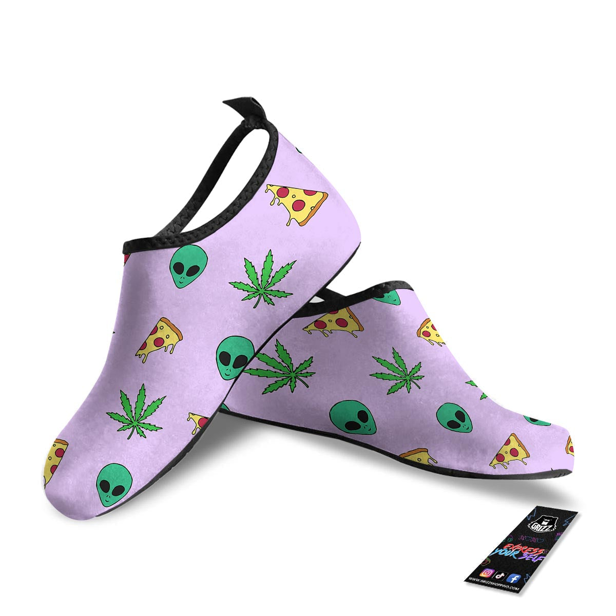 Ufo Pizza Trippy Print Pattern Water Shoes-grizzshop