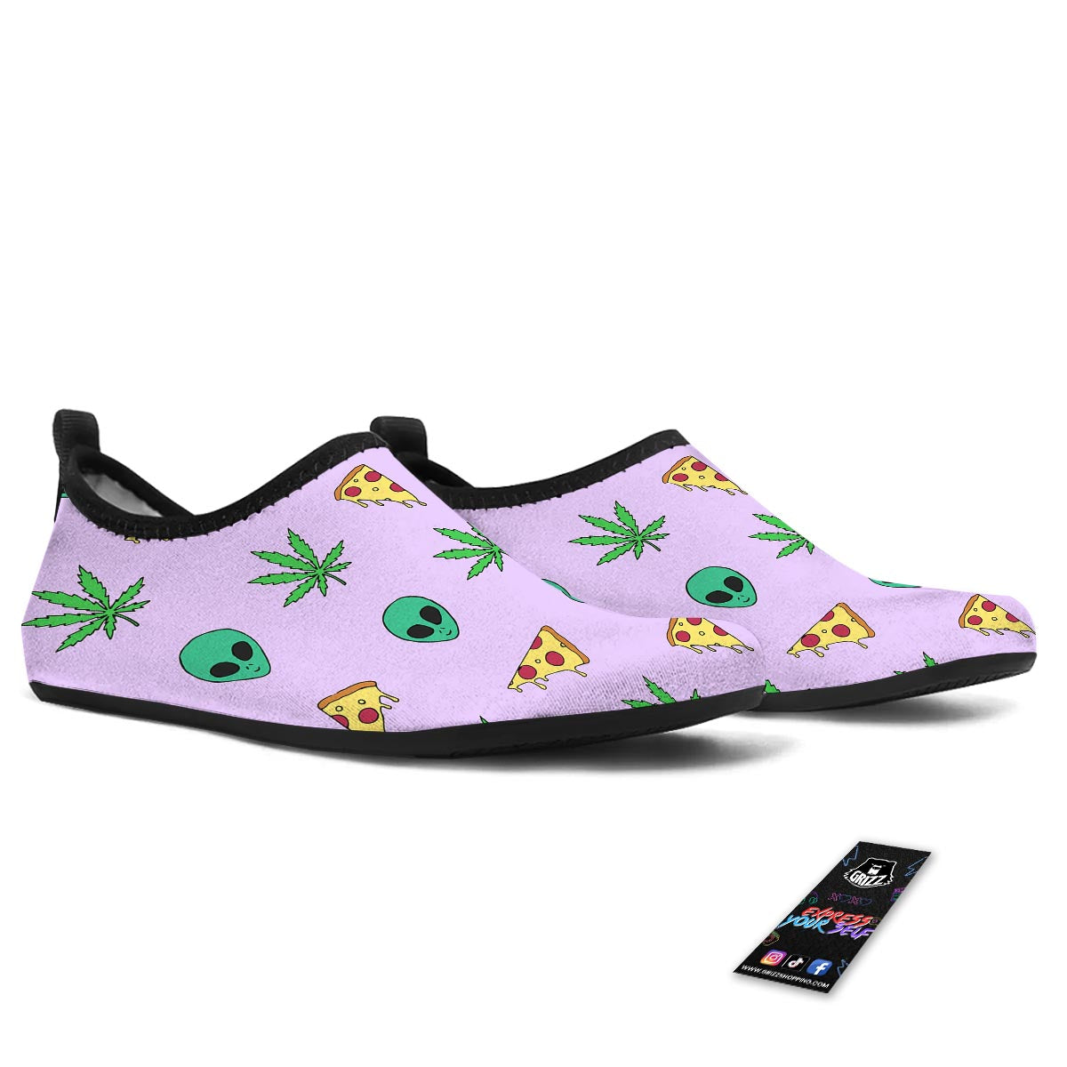 Ufo Pizza Trippy Print Pattern Water Shoes-grizzshop