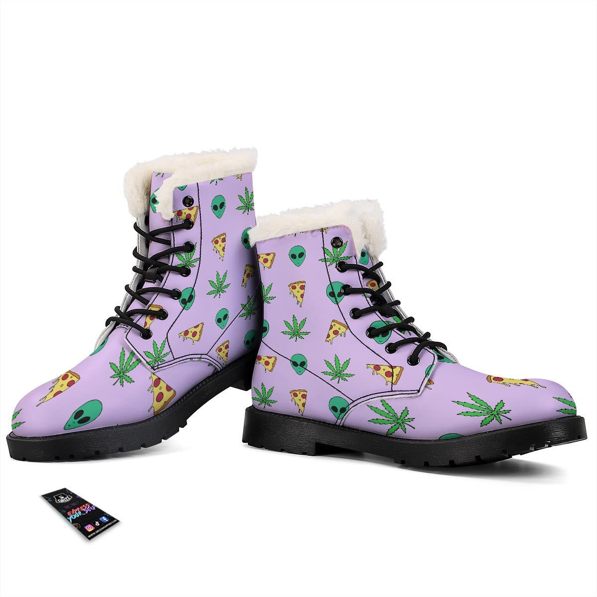 Ufo Pizza Trippy Print Pattern Winter Boots-grizzshop