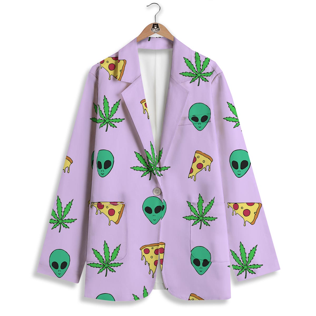 Ufo Pizza Trippy Print Pattern Women's Blazer-grizzshop