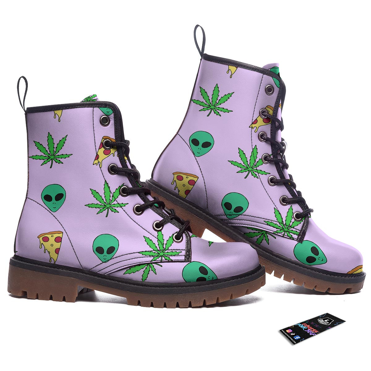 Ufo Pizza Trippy Print Pattern Work Boots-grizzshop