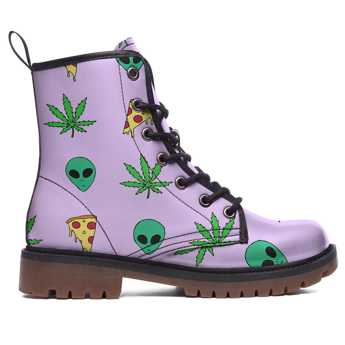Ufo Pizza Trippy Print Pattern Work Boots-grizzshop