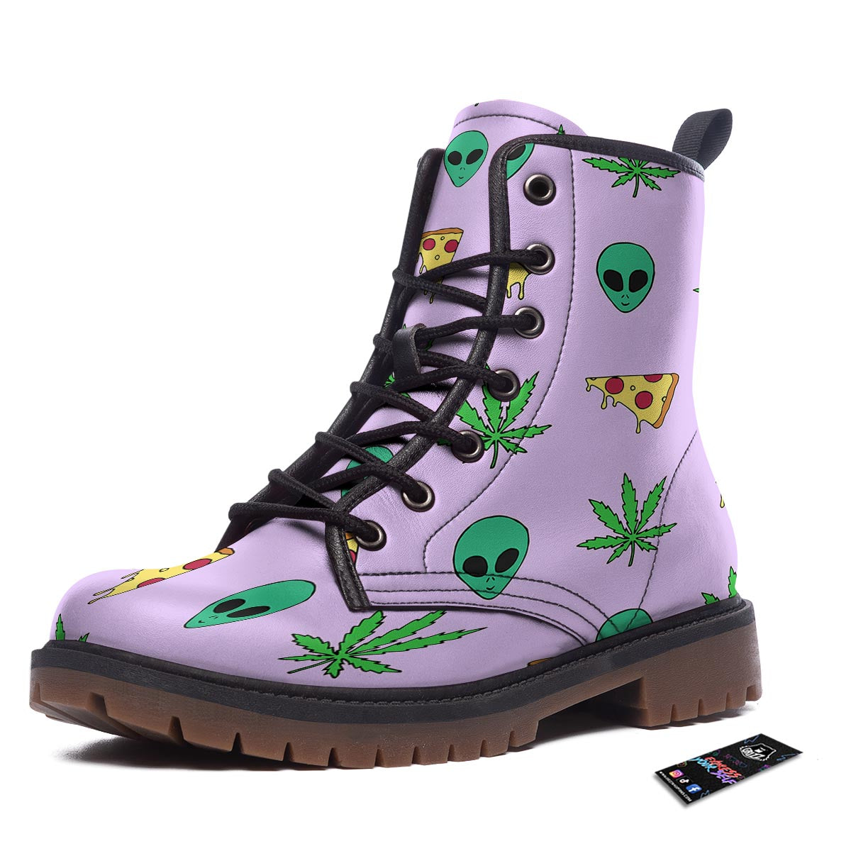 Ufo Pizza Trippy Print Pattern Work Boots-grizzshop