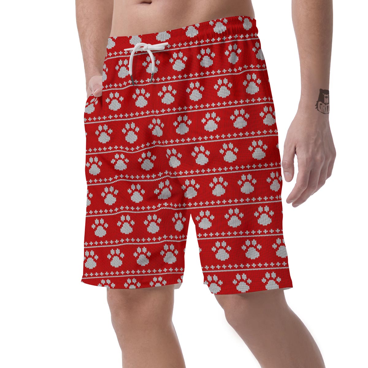 Ugly Christmas Paw Men's Shorts-grizzshop