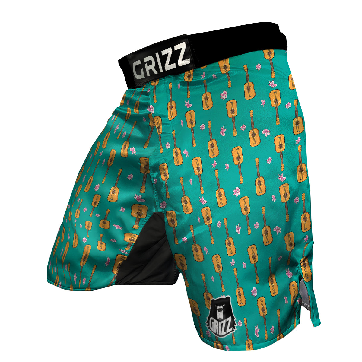 Ukulele And Floral Print Pattern MMA Shorts-grizzshop