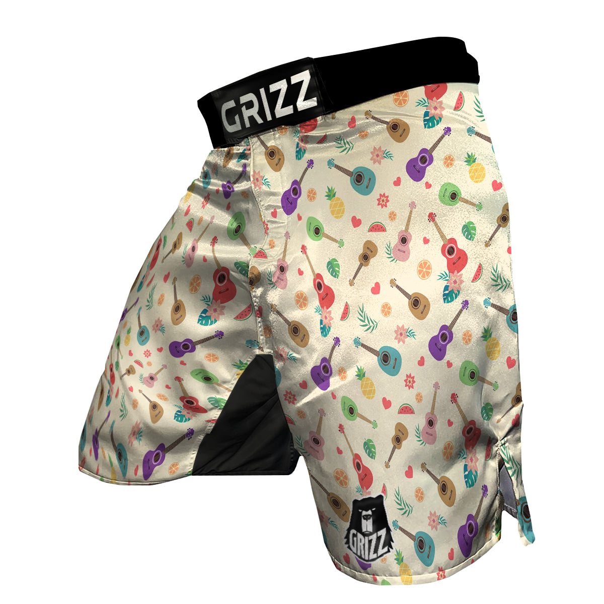 Ukulele Tropical Print Pattern MMA Shorts-grizzshop