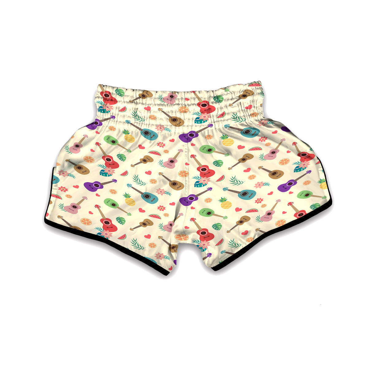 Ukulele Tropical Print Pattern Muay Thai Boxing Shorts-grizzshop