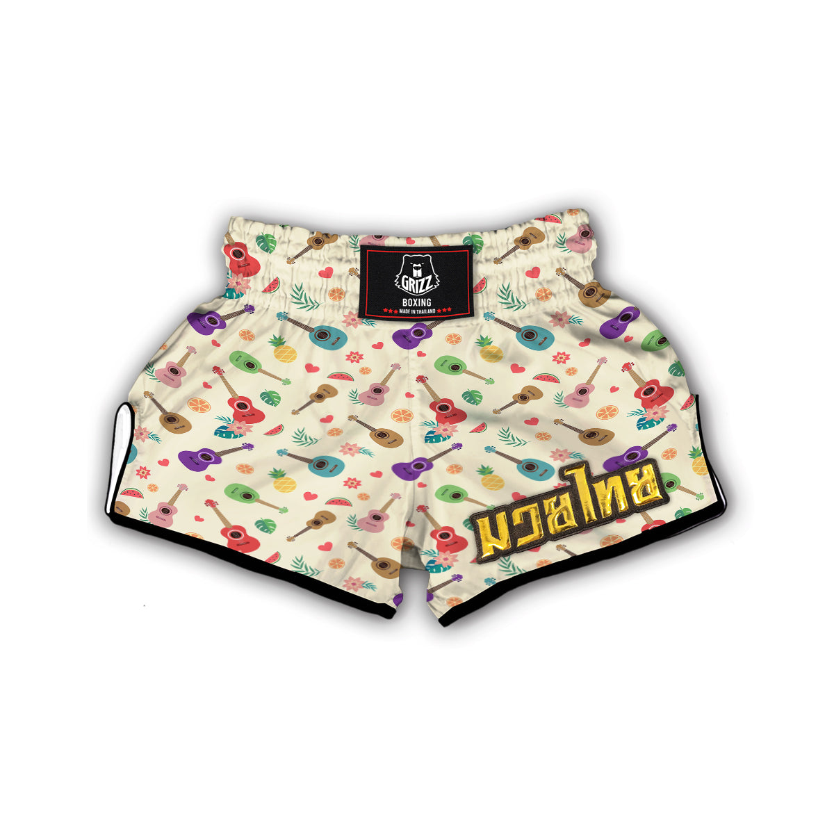 Ukulele Tropical Print Pattern Muay Thai Boxing Shorts-grizzshop