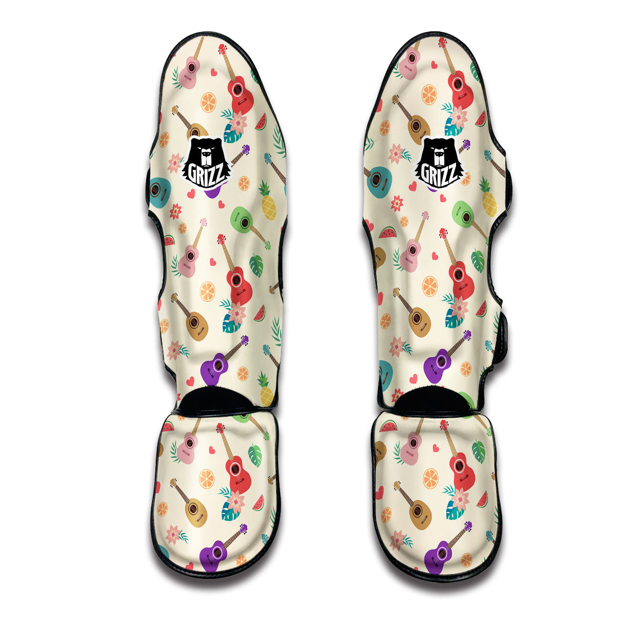 Ukulele Tropical Print Pattern Muay Thai Shin Guards-grizzshop