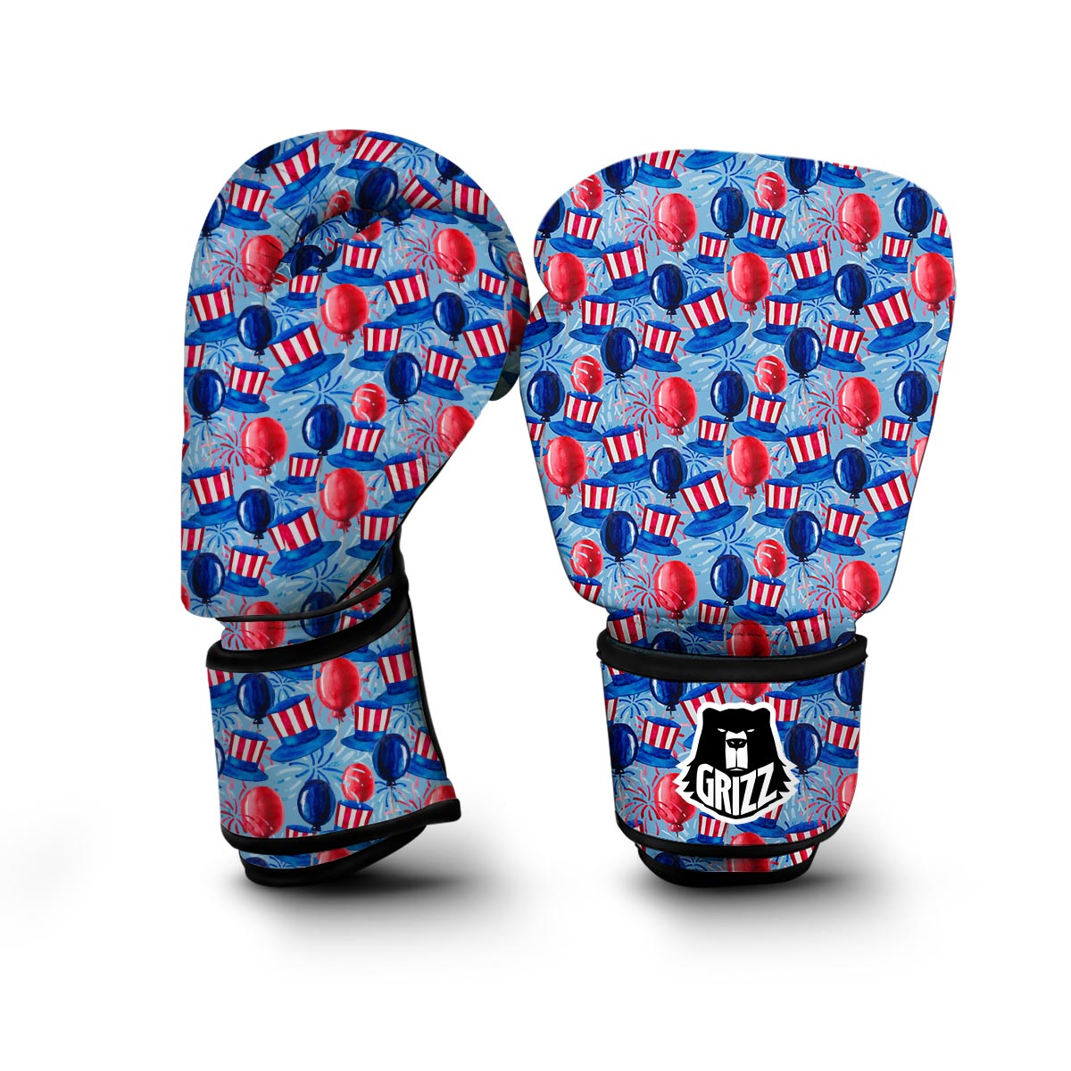 Uncle Sam Balloon Pattern Print Boxing Gloves-grizzshop