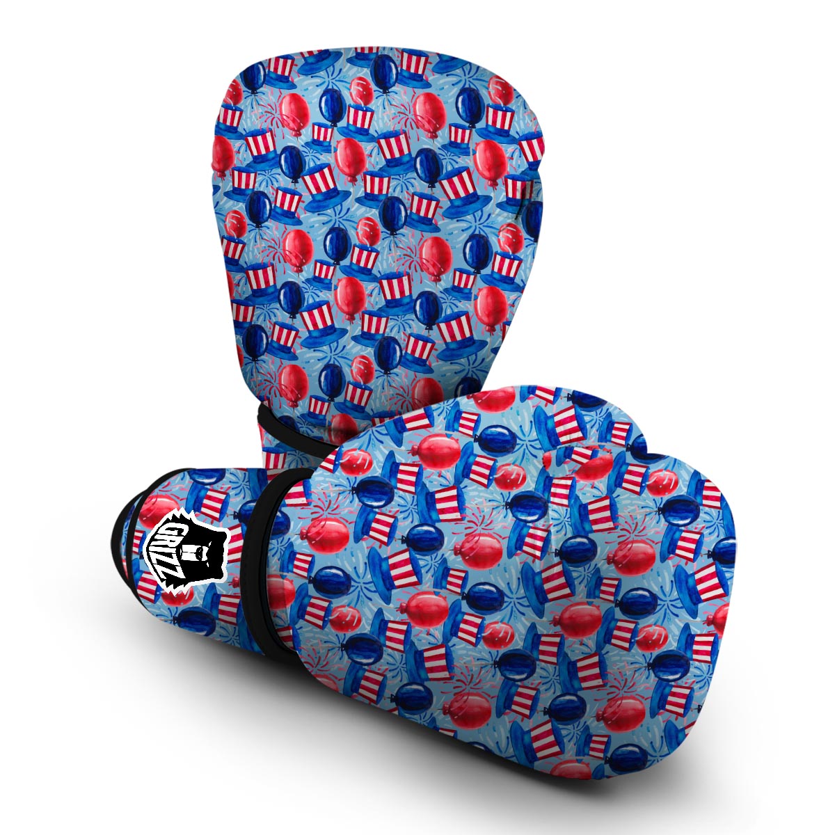 Uncle Sam Balloon Pattern Print Boxing Gloves-grizzshop