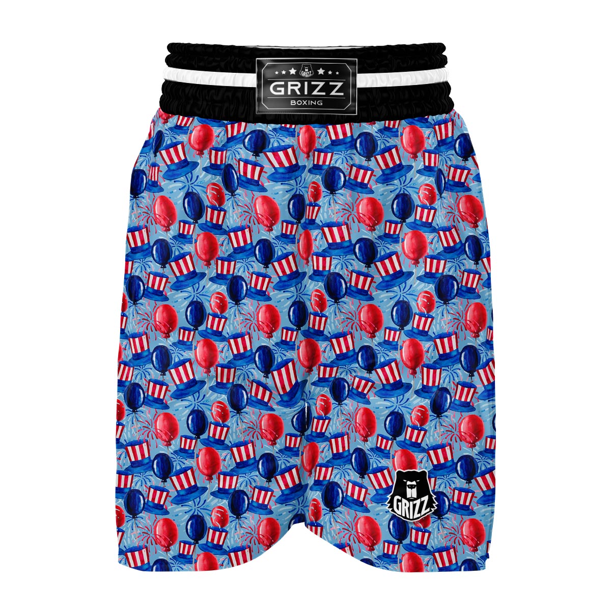Uncle Sam Balloon Pattern Print Boxing Shorts-grizzshop