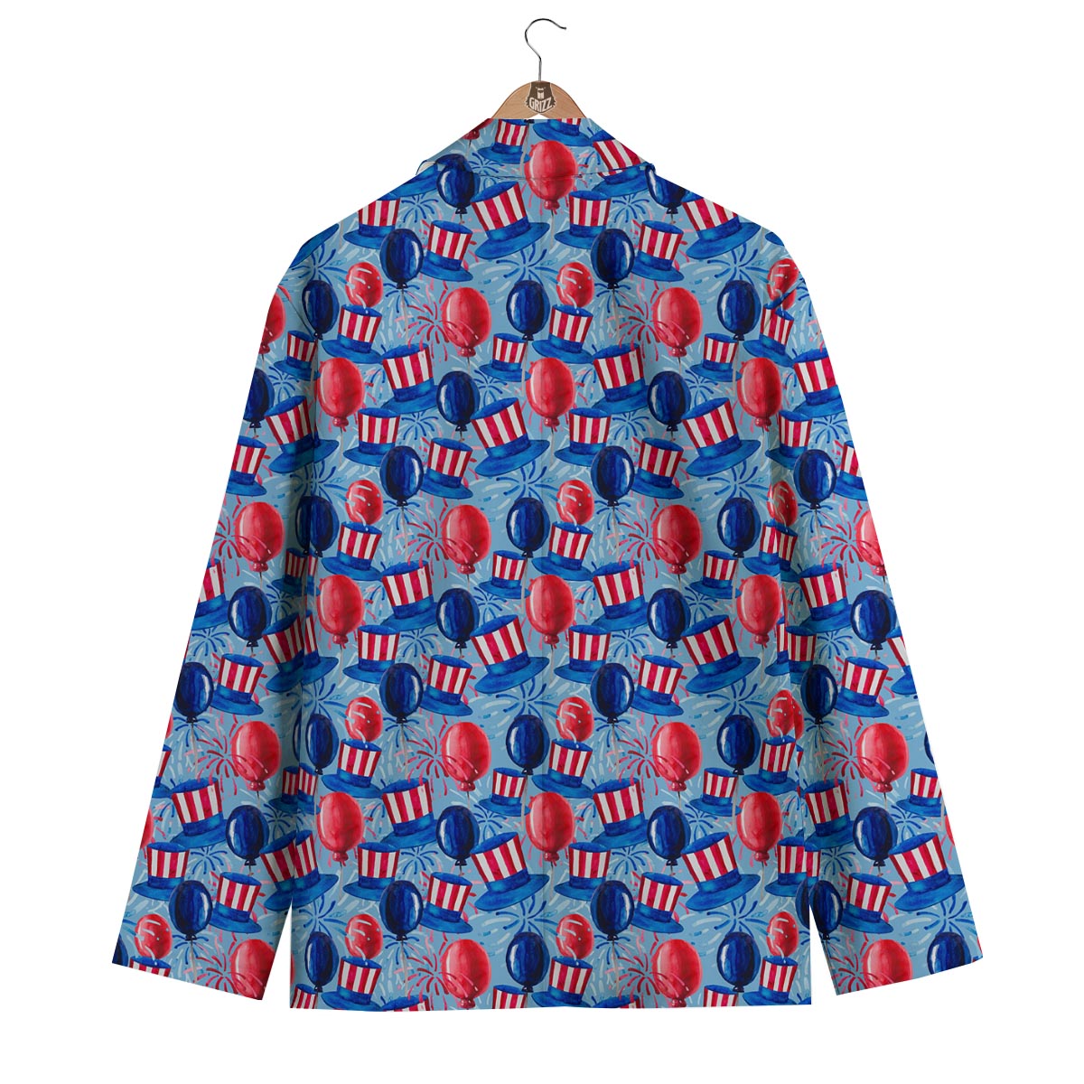 Uncle Sam Balloon Pattern Print Men's Blazer-grizzshop