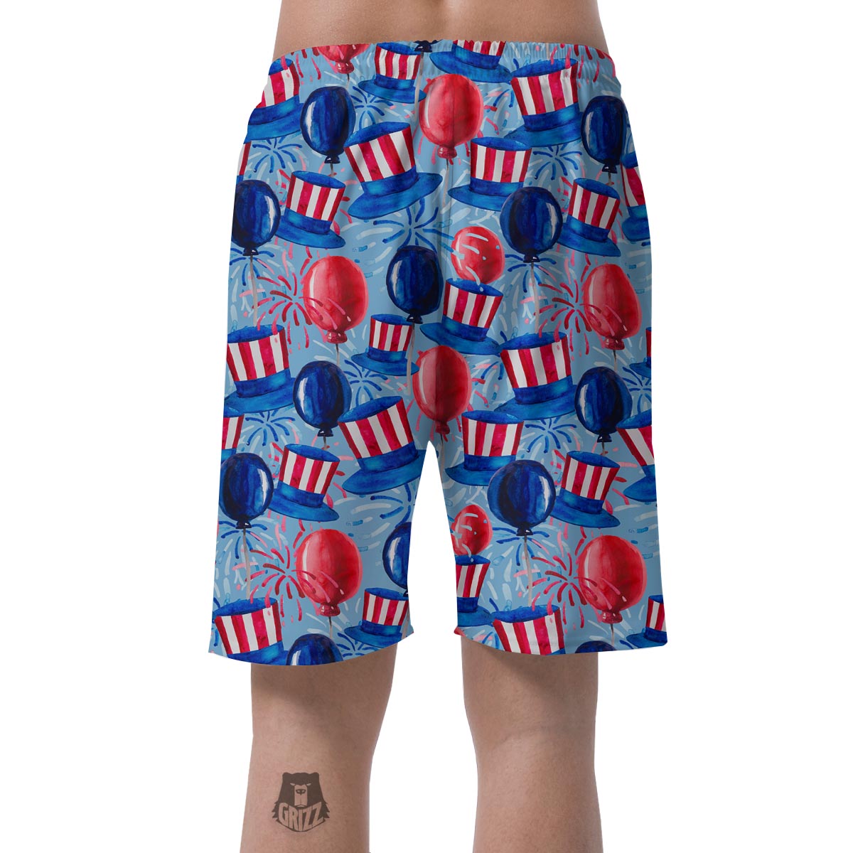 Uncle Sam Balloon Pattern Print Men's Shorts-grizzshop