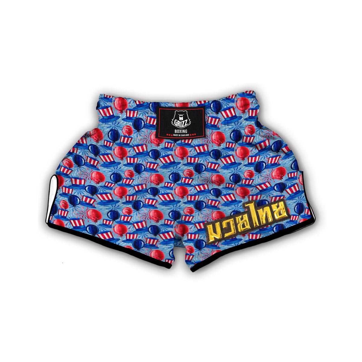 Uncle Sam Balloon Pattern Print Muay Thai Boxing Shorts-grizzshop