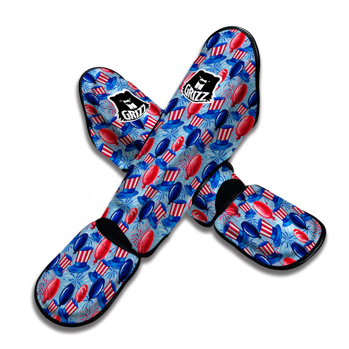 Uncle Sam Balloon Pattern Print Muay Thai Shin Guards-grizzshop