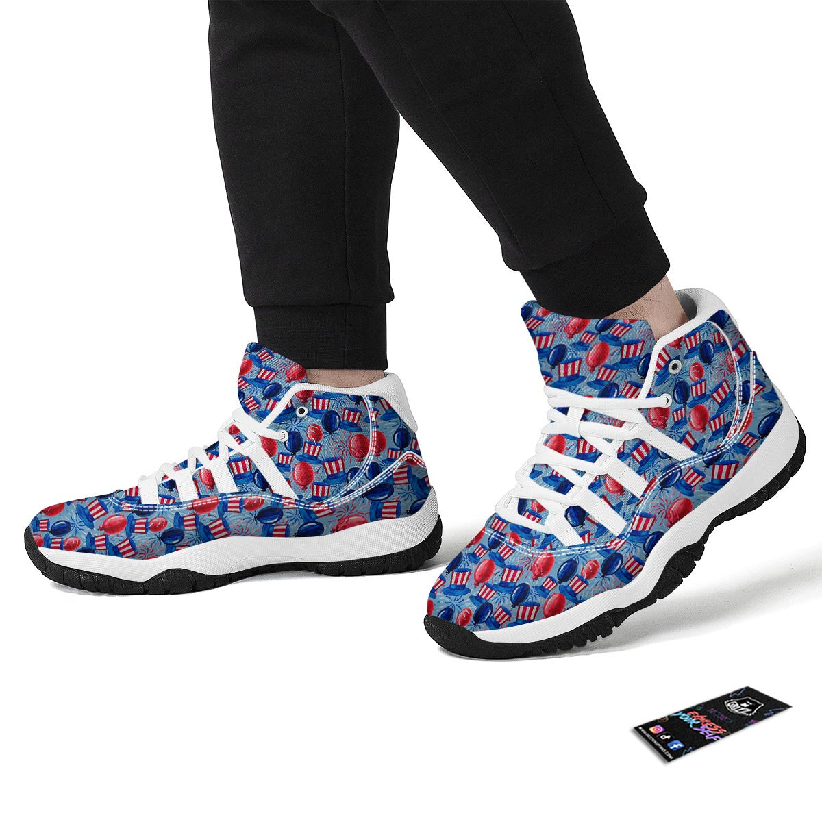 Uncle Sam Balloon Pattern Print White Bball Shoes-grizzshop