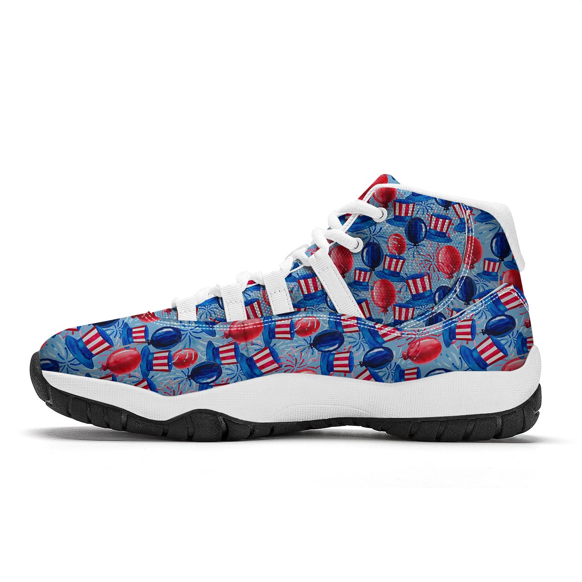 Uncle Sam Balloon Pattern Print White Bball Shoes-grizzshop