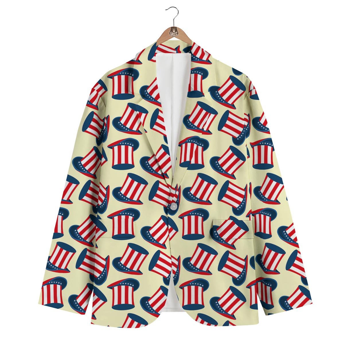 Uncle Sam Print Pattern Men's Blazer-grizzshop