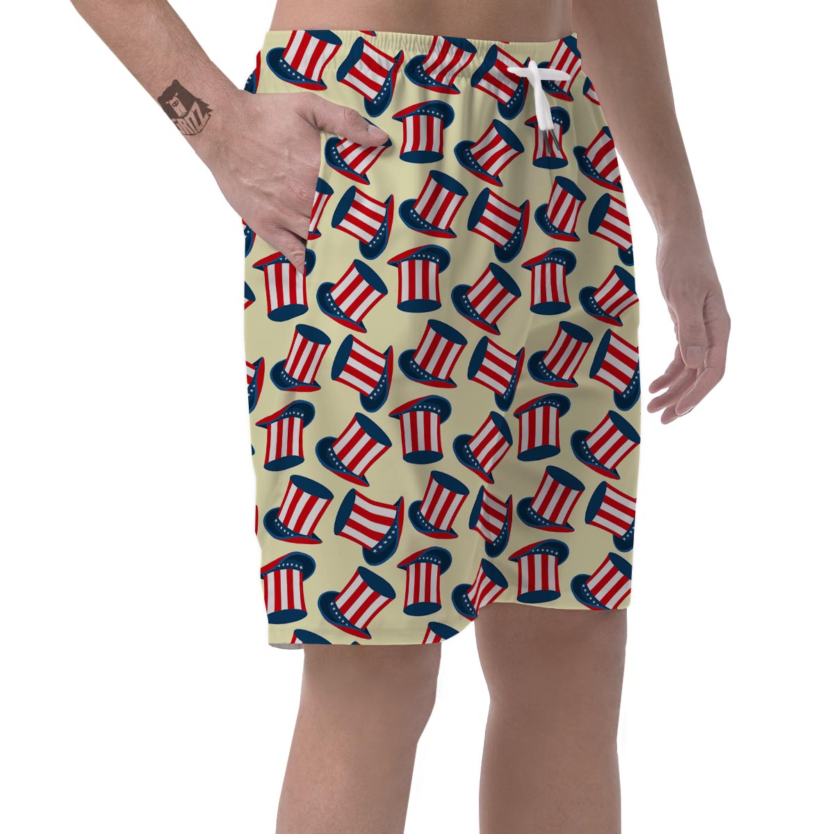 Uncle Sam Print Pattern Men's Shorts-grizzshop