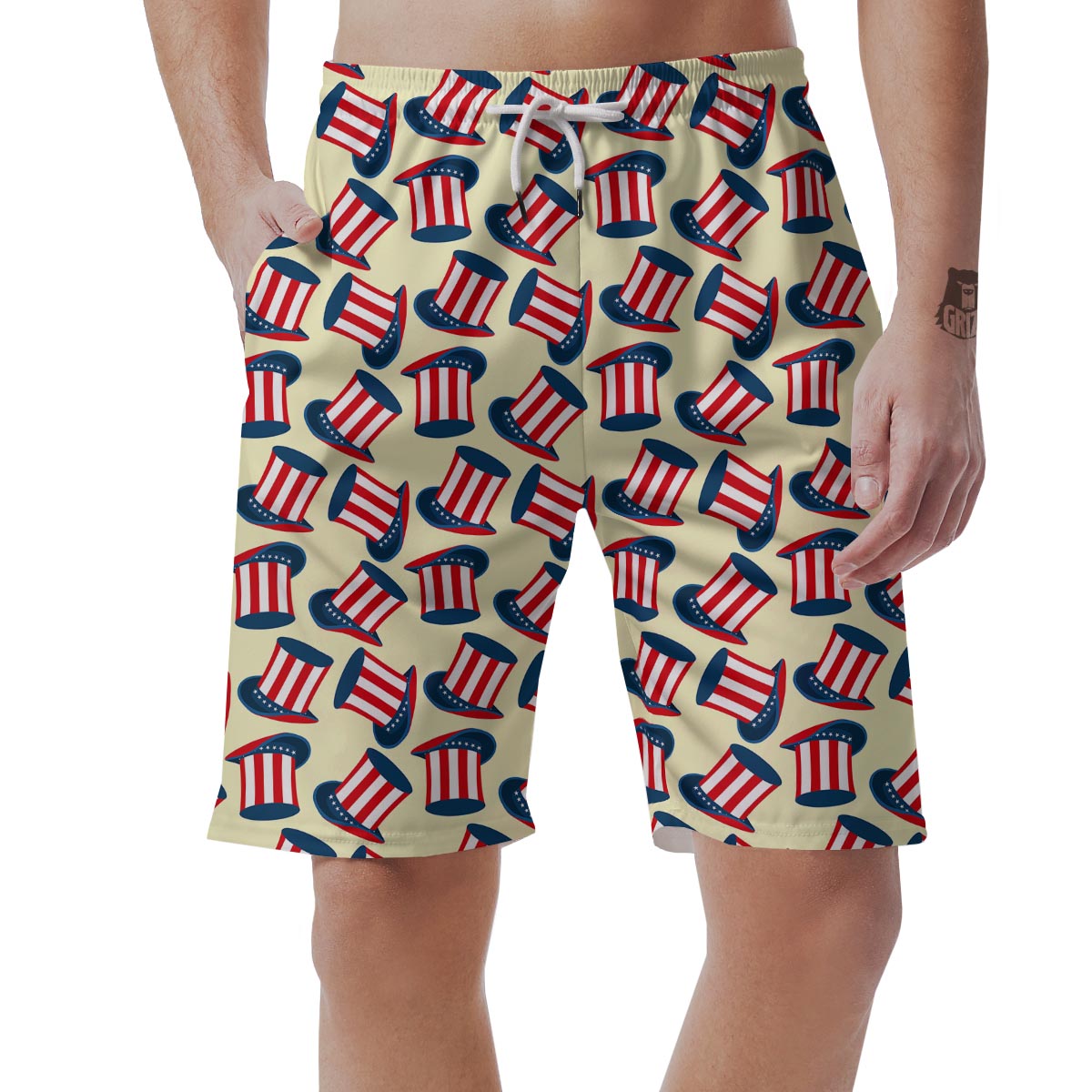 Uncle Sam Print Pattern Men's Shorts-grizzshop